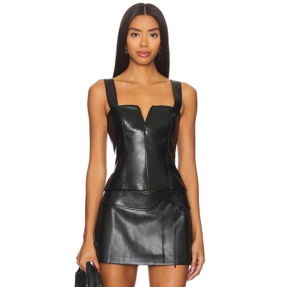 Amanda Uprichard Tops - Amanda Uprichard Nia Cropped Top Faux Leather Sexy Edgy Classy Party Concert S